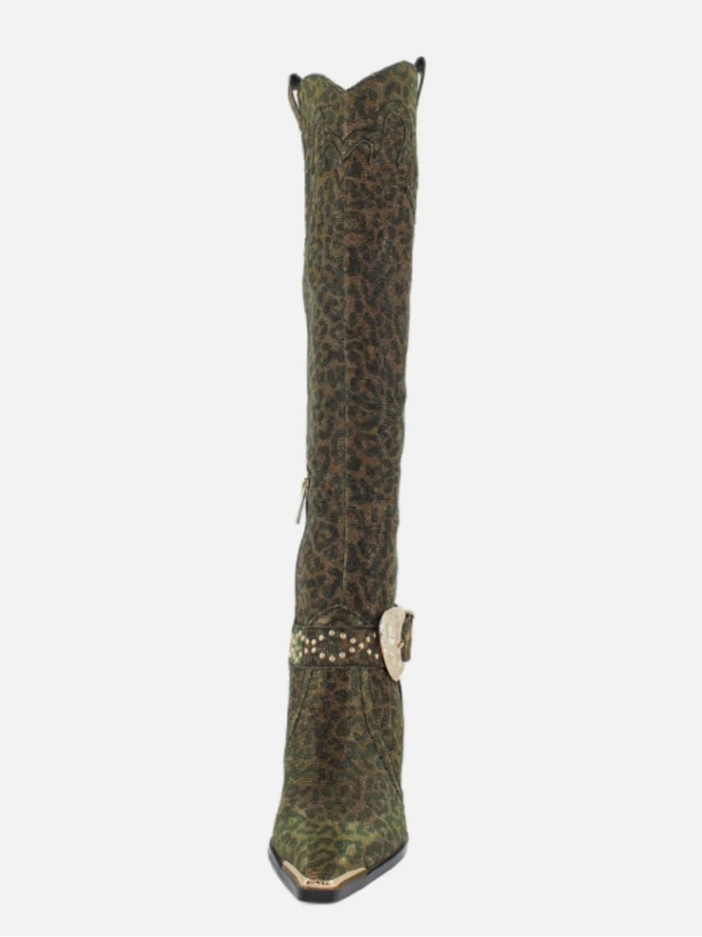 Jessica Simpson 7 Kenzin Western Leopard Sparkle Embossed Buckle Boot